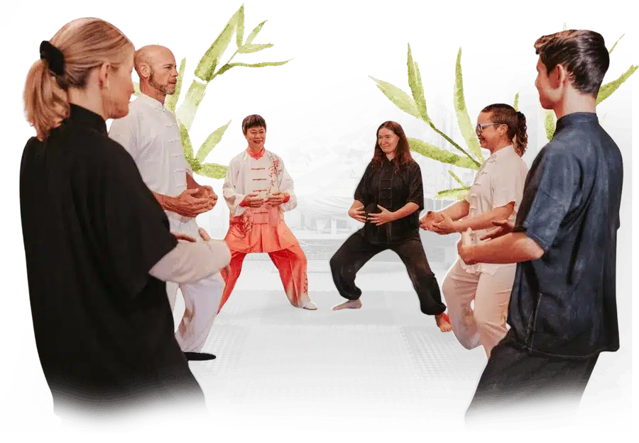 Tai chi and Qi Gong Group Tai Chi Practice in Traditional Attire